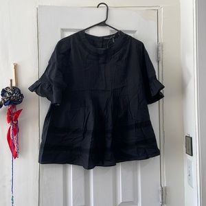 English Factory Lace Trim Pintuck Blouse